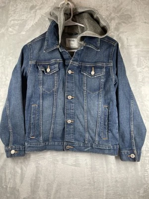 Old Navy Boys Blue Jeans Denim Jacket Large (10-12) With Hood EUC - Image 1 of 4