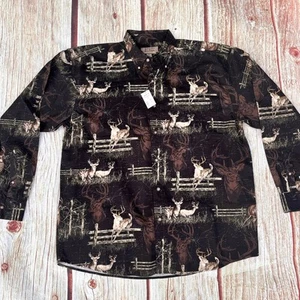 Woods and Water Hemd Herren XXL Schwarz Hirsch Jäger Langarm Button-Down Bucks - Bild 1 von 6