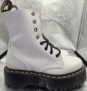 Dr. Martens Size 5 White Leather Platform Lace Up Combat Boots - Picture 1 of 7