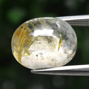 💎 4.21ct Oval Cabochon Natural Golden Needles Rutile Quartz - Africa Gemstone - Picture 1 of 4
