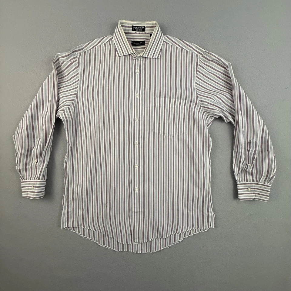 Camisa vintage Christian Dior para hombre 16-33 Le Cachet a rayas manga larga con botones Foto 1 de 4
