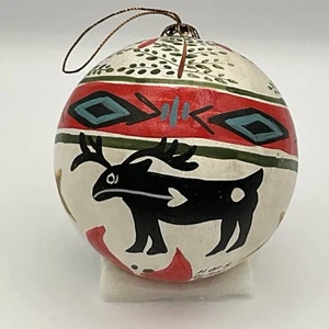 Navajo Nativi Americani Firmati? Decorazione natalizia in ceramica dipinta a mano 1991 - Foto 1 di 10