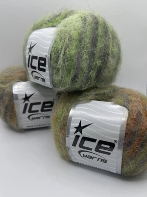 LOT of 3 Kid Mohair Alpaca Color 78231 Ice Yarn 3x295yd=885yd Green Orange Grey - Image 1 of 4