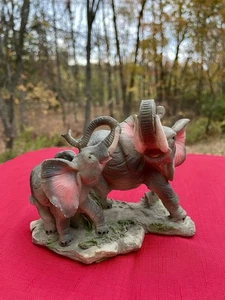 Madre elefante de cerámica vintage con bebé - Imagen 1 de 7