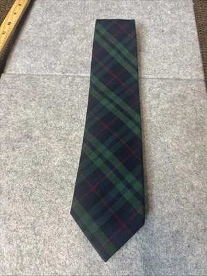 Corbata de diseñador Lands' End azul verde a cuadros 100 % lana tartán hecha en EE. UU. Foto 1 de 4