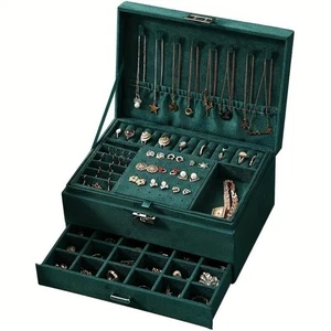 3 Layers Jewellery Boxes Storage Case Drawer Cabinet Earing Necklace Organizer - Picture 1 of 8