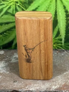 4" Day Fishing Canary Wood Slide Top Dugout-One Hitter, Poker & Extra Spring - Picture 1 of 3