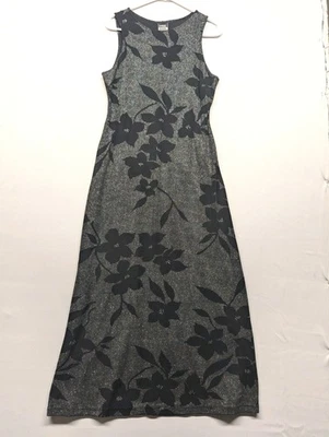 Maxi Vestido Knapp Studio Negro Floral Para Mujer Talla M Brillante Sin Mangas Elastizado M Foto 1 de 4