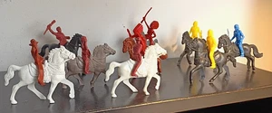 70s Plastic Cowboys & Native American Indians Horse back toy Soldiers, Hong Kong - Picture 1 of 4