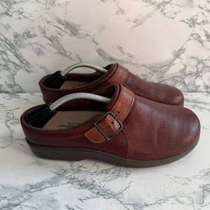 SAS Women 8.5WW Clog Slip On Loafer Shoe Brown Leather Comfort Orthotic Casual - Picture 1 of 8