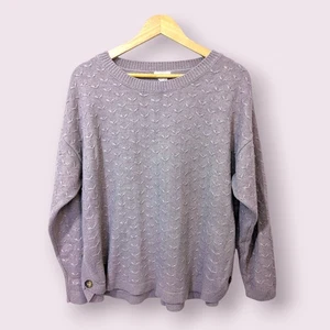 Fatface Womens Embossed arrowhead Lilac Knit Jumper With Button Detail UK18 - Picture 1 of 11