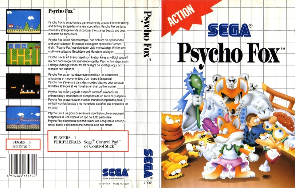 - Psycho Fox Master System Box Art Case Insert Cover only - Image 1 of 1