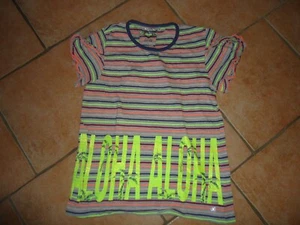 T-Shirt Jette Joop by Staccato grau geringelt Volantärmel neon Schrift Aloha 164 - Bild 1 von 4