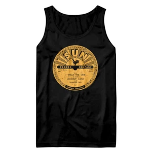 Camiseta sin mangas Sun Records Walk The Line Johnny Cash disco de vinilo individual para hombre - Imagen 1 de 3