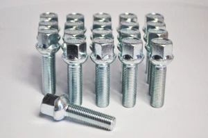 20 X M14 X 1.5, 50mm Gewinde, Radius-13 Rad Bolzen (Silber) - Bild 1 von 2