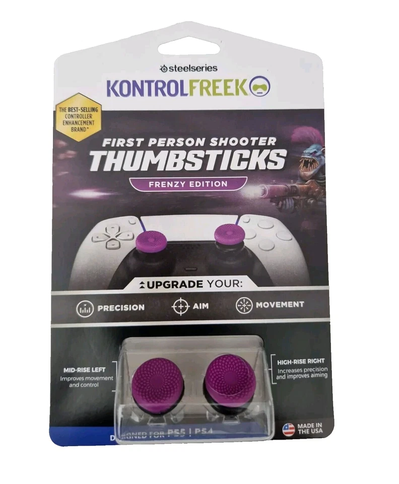 KontrolFreek FPS Freek Frenzy PS5 PS4 Thumbsticks Purple/Black – 4 Prongs