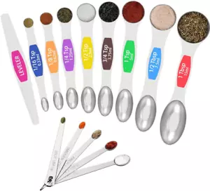 14 Piece Stainless Steel Measuring Spoons Set for Dry and Liquid Ingredients - Picture 1 of 12