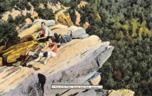 Aussicht auf das Tal CHEAHA STATE PARK Talladega, Alabama ca. 1940er Vintage Postkarte - Bild 1 von 2