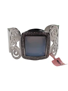 Women's Stretch Bracelet Stainless Steel 2 Ounces Rhinestones - Fashion Party - Picture 1 of 8