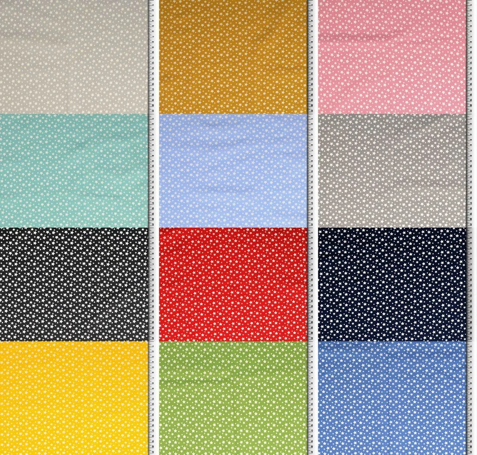kleine weiße Sterne Baumwolle Meterware Webware 12 Farben - Bild 1 von 1