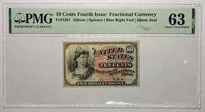 1869 10 Cents Fourth Issue Fractional Note Fr#1261 PMG CH UNC 63 - Picture 1 of 3