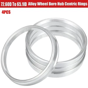 4pcs 72.6OD to 65.1ID Aluminum Alloy Wheel Bore Center Spacer Hub Centric Rings - Picture 1 of 12