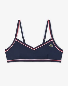 Lacoste Logo Trim Accent Swim Bikini Top Navy & Red Women's UK 6-14 Choose Size - Picture 1 of 6