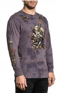 NWT$64 AFFLICTION BLACK LABEL SOUL SACRIFICE BLACK CRYSTAL LONG SLEEVE SHIRT 4XL - Picture 1 of 5