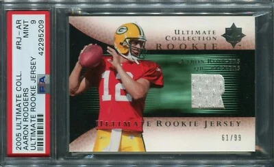 2005 ULTIMATE COLLECTION AARON RODGERS GAME JERSEY RC /99 PSA 9 *POP 6* 1 HIGHER - Image 1 of 2