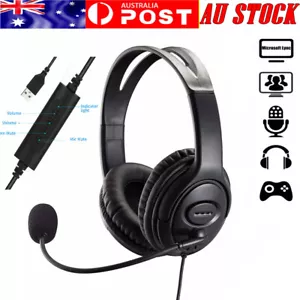 USB Wired Headphone Headset Noise Cancelling With Microphone For Computer Laptop - Picture 1 of 12