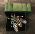 Beautiful Bumble Bee Brooch Antique Style Faux Sapphire Lapel Pin Tie Pin Gift