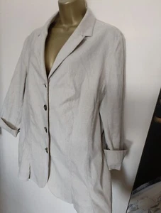 M&S Per Una Size 20 Flax Linen Cotton Natural Beige Smart Jacket Blazer New - Picture 1 of 11