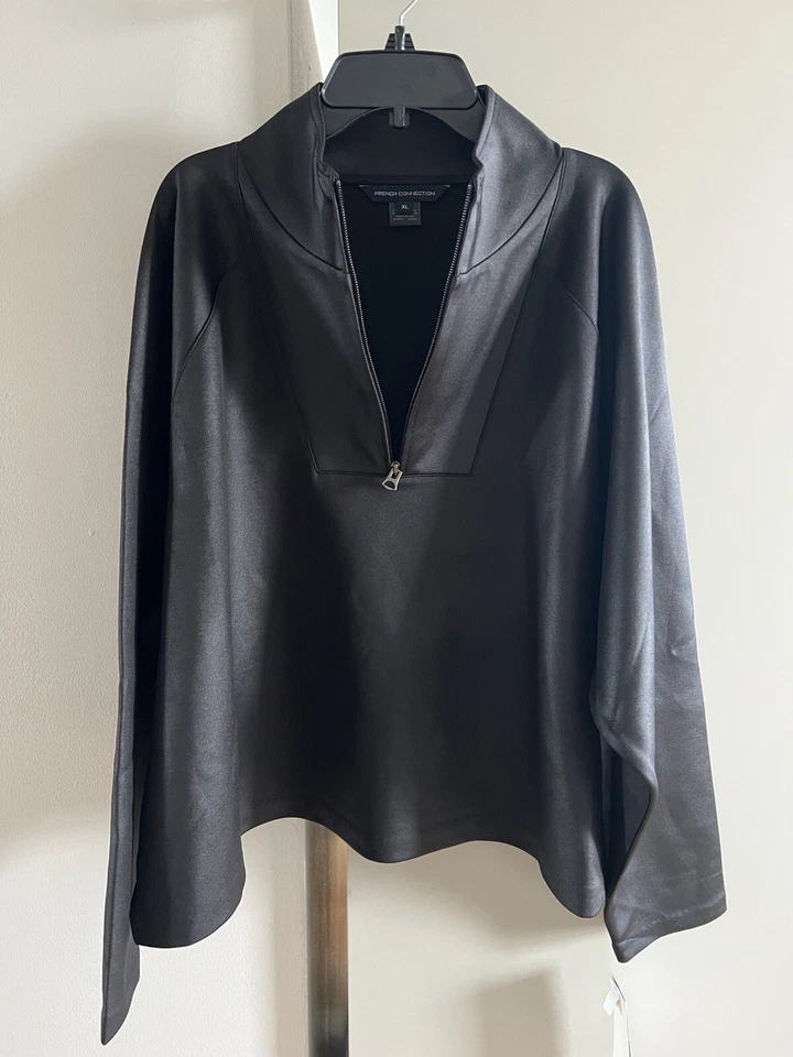 Chaqueta corta pulóver French Connection negra con cremallera talla XL nueva con etiquetas Foto 1 de 4