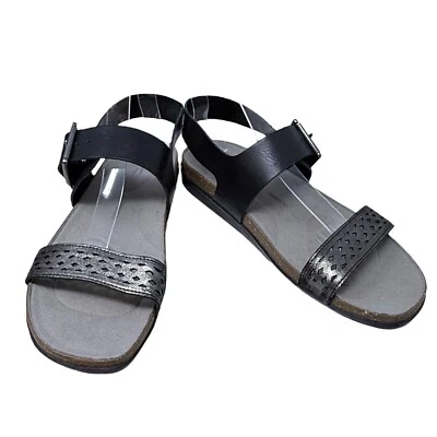 Rockport Romilly Black Metallic Leather Strap Buckle  Sandals 10 M - Image 1 of 4