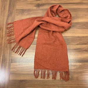 SAKS Fifth Avenue Unisex Mens Womens Burnt Orange 100% Cashmere Fringe Scarf - Picture 1 of 3