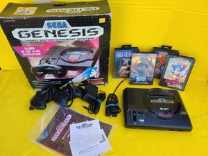 Sega Genesis Model 1601 Console COMPLETE CIB BOX OEM RF AC controllers Games Wrk - Picture 1 of 22