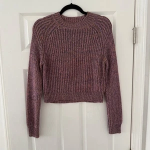 NerzRosa Damen S Strick Pullover Cropped Gerippt Stehkragen Mehrfarbig Rosa Metallic - Bild 1 von 5