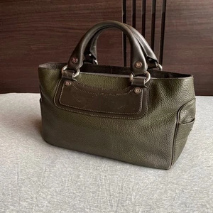 Bolso de mano vintage Celine Boogie de cuero verde caqui H20 x W35 cm - Imagen 1 de 12