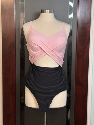 Nuevo Traje de Baño Monokini Rosa/Negro Color Block Traje de Baño Talla XXL (Talla China) Foto 1 de 4