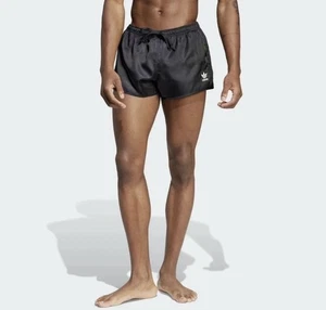 Adidas Mens Swim Shorts 2.5" Satin Black XL NWT Retro Style - Picture 1 of 6