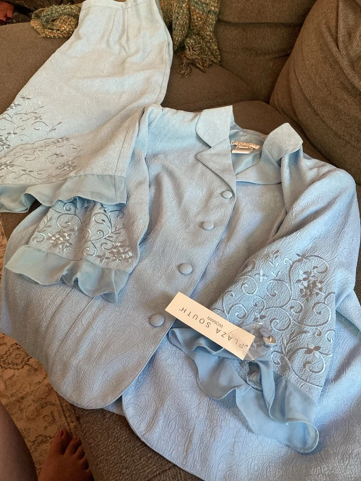 Traje Falda Larga Plaza South Bordado Bebé Azul 20W Foto 1 de 4