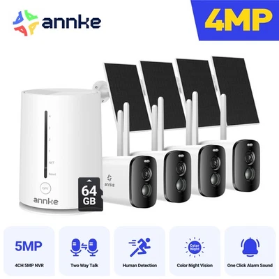 Sistema de cámara de seguridad nocturna color energía solar inalámbrica ANNKE 4MP audio bidireccional Foto 1 de 4