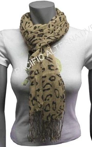 Großer Schal beige mit Fransen 60x170 Damen gemischt Chalet leicht Schal NEU scarf - Bild 1 von 3