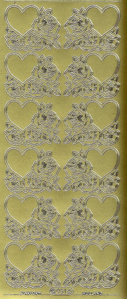 Zier-Sticker-Bogen-Rosen mit Herz -gold oder silber-0931 - Bild 1 von 1