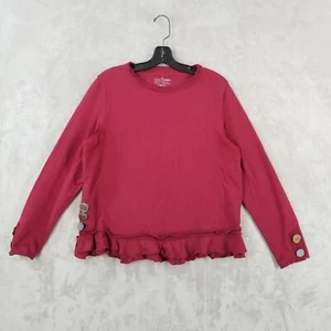 Neon Buddha Pullover Damen M rot Cape seitlich Rüschensaum Knöpfe Sweatshirt Art - Bild 1 von 9