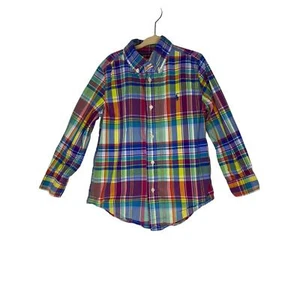 Ralph Lauren Boys Size 5 Button Shirt Madras Long Sleeve Colorful Kids Youth - Picture 1 of 6