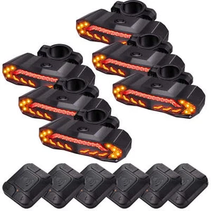 6 Mode Bike Tail Light Rechargeable Turn Signal Brake Warning Remote Control 6PK - Picture 1 of 12