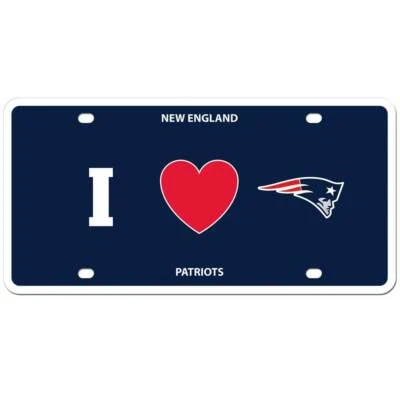 Placa de licencia de estireno de los New England Patriots NFL fútbol americano me encanta (corazón) logotipo del equipo Foto 1 de 3