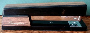 Vtg SWINGLINE 767 Black Brown Wood Grain Stapler Mid Century Modern Art Deco WOW - Picture 1 of 9