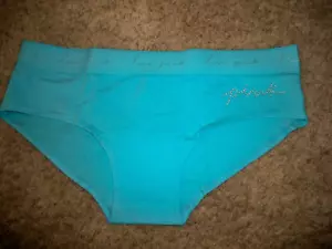 VICTORIAS SECRET HIPSTER BLAU GLITZERN DIAMANTEN SCHRIFT LOGO GROSS NEU - Bild 1 von 4